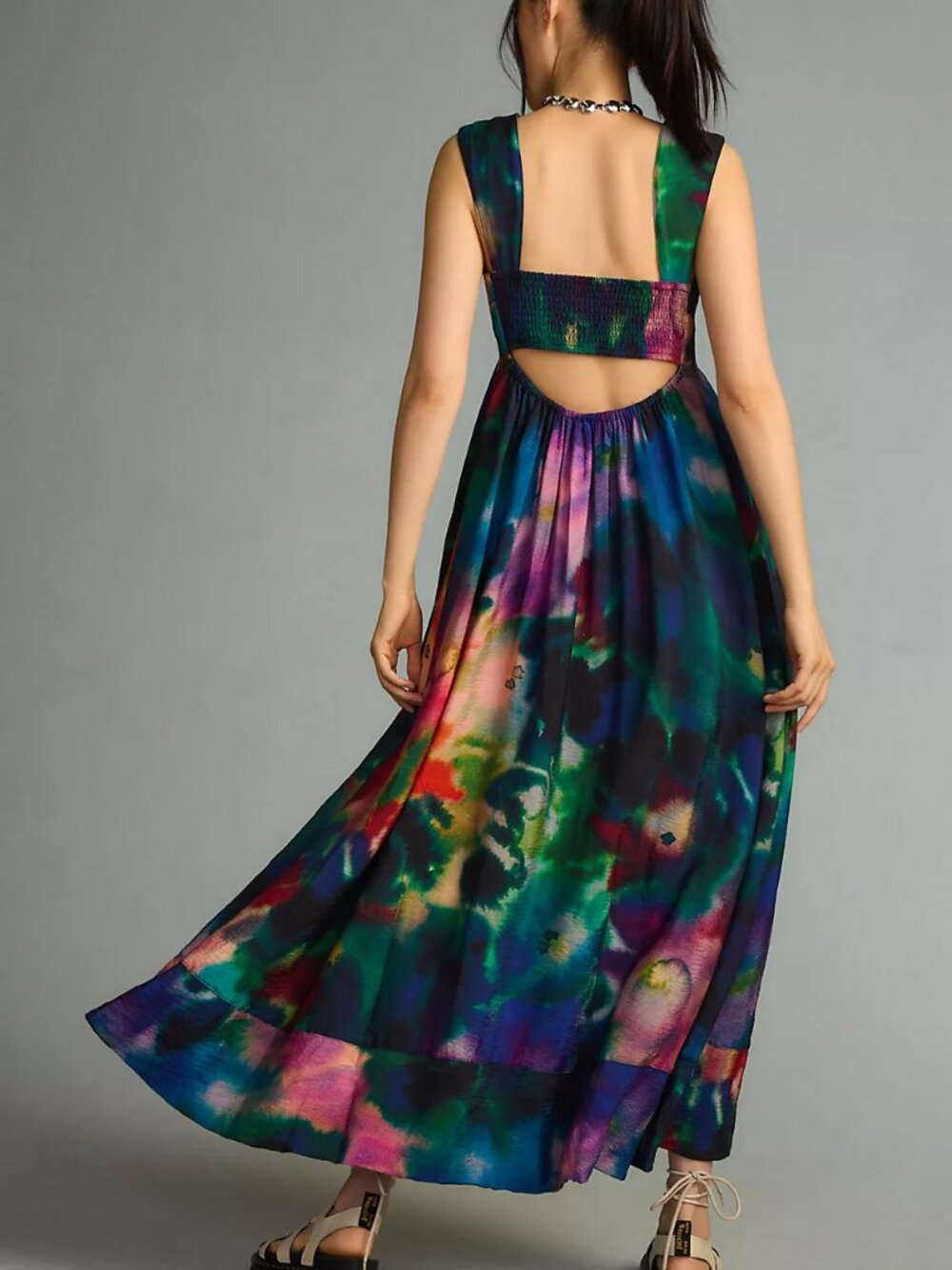 Anthropologie Printed V-Neck Pleated Maxi Dress - Picture 2 of 12